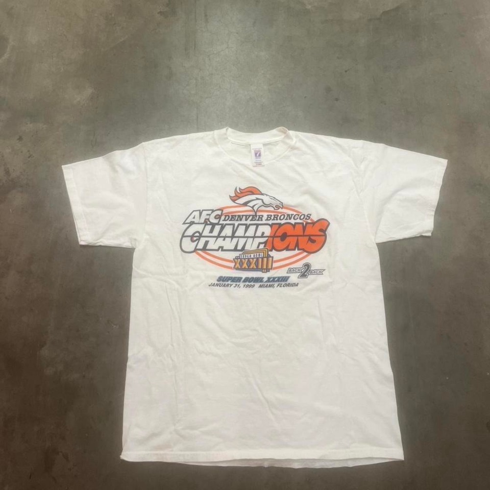 Vintage 1999 Denver broncos logo‎ 7 men's white nfl tshirt